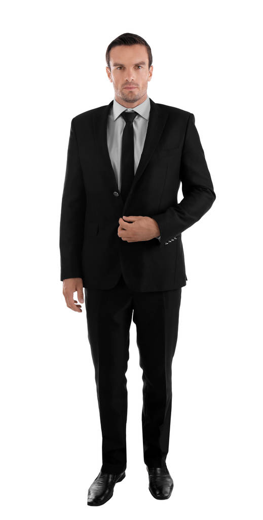 Όμορφος άνδρας στο κομψό μαύρο κοστούμι   - Φωτογραφία, εικόνα