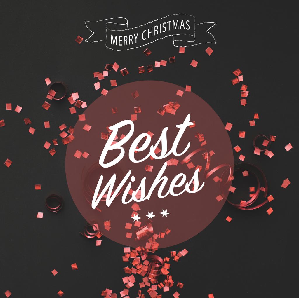 Christmas greeting with red confetti  - Photo, Image