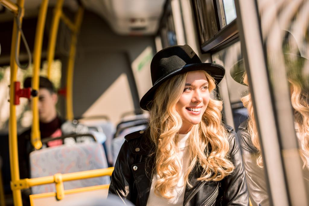 stylish girl in bus  - Photo, Image