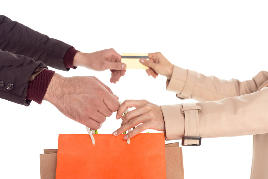 alışveriş torbaları ve kredi kartı - Fotoğraf, Görsel