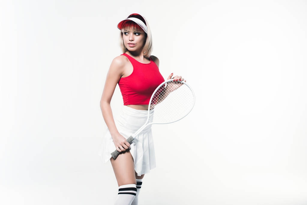 stilvolle Frau mit Tennisschläger - Foto, Bild