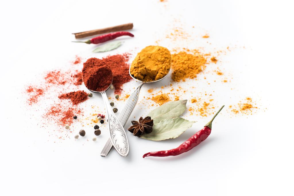 spoons with paprika and curry - Photo, Image