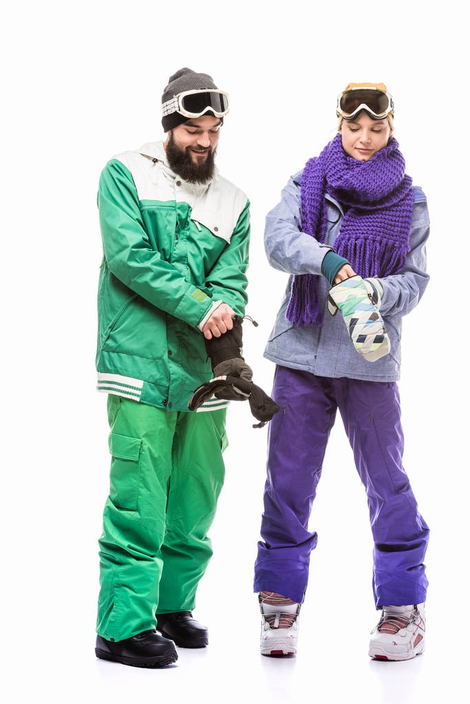 сноубордисты в перчатках
 - Фото, изображение