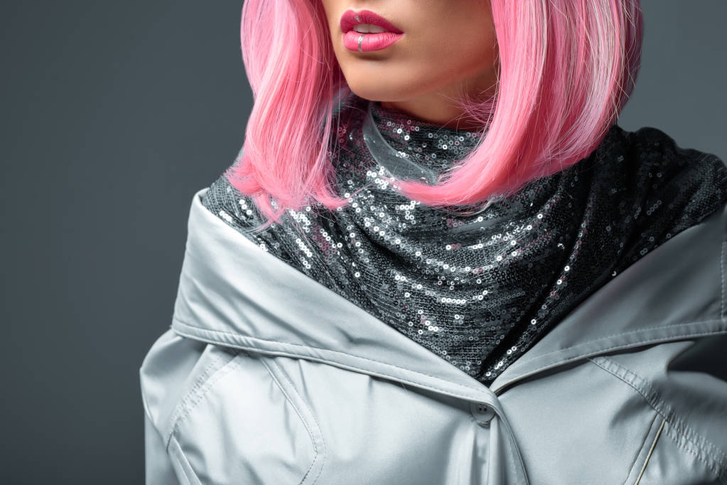 Chica de moda con el pelo rosa
 - Foto, Imagen