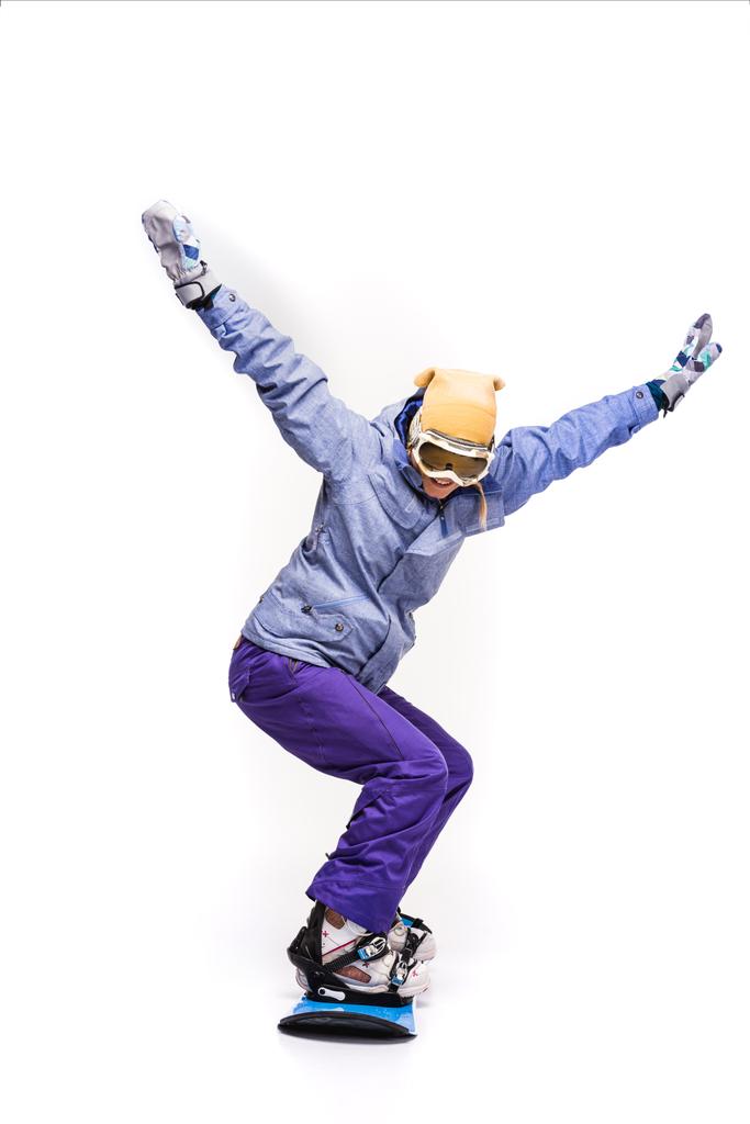 mulher deslizando em snowboard
 - Foto, Imagem