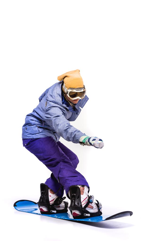 femme glissant sur snowboard
 - Photo, image