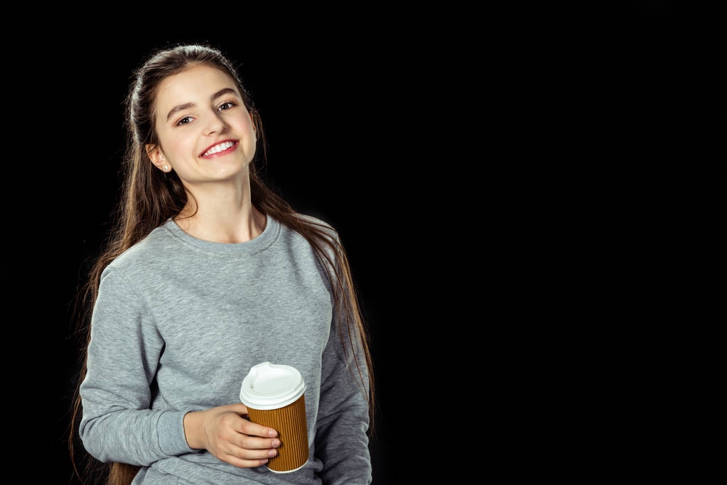 dívka s šálkem kávy jít - Fotografie, Obrázek