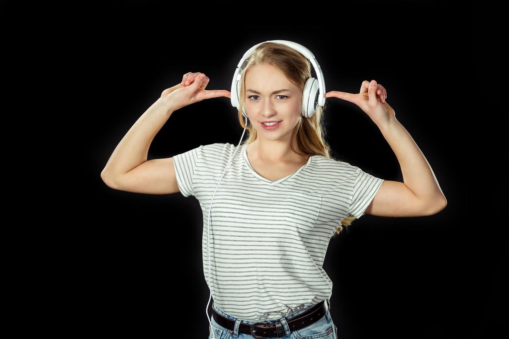 dospívající dívka se sluchátky - Fotografie, Obrázek