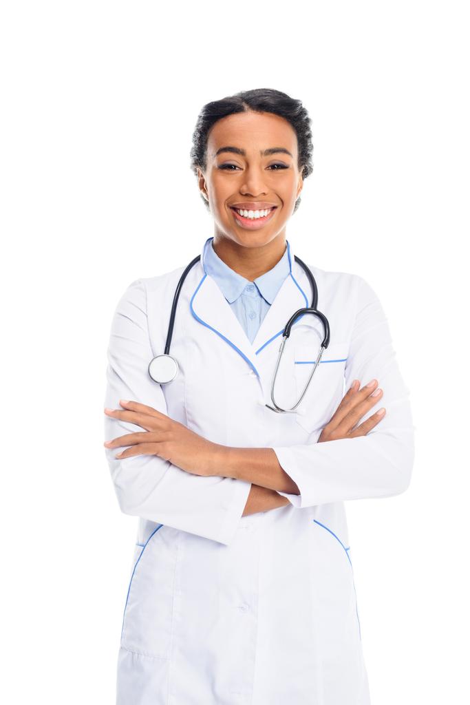 sorridente médico afro-americano
 - Foto, Imagem
