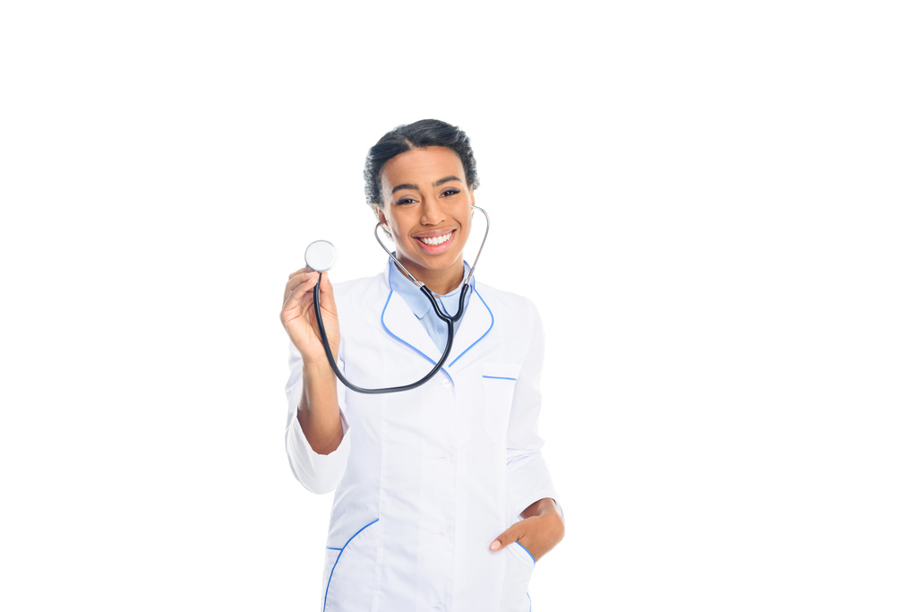 african american doctor with stethoscope - Photo, Image