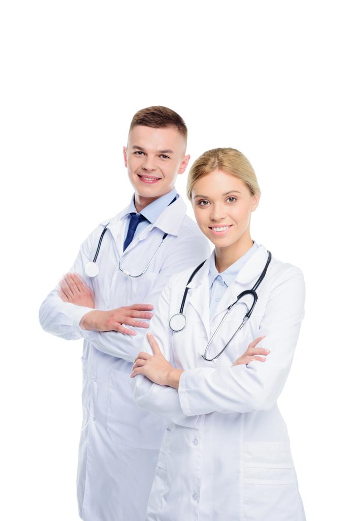 médicos em casacos brancos com estetoscópios
 - Foto, Imagem
