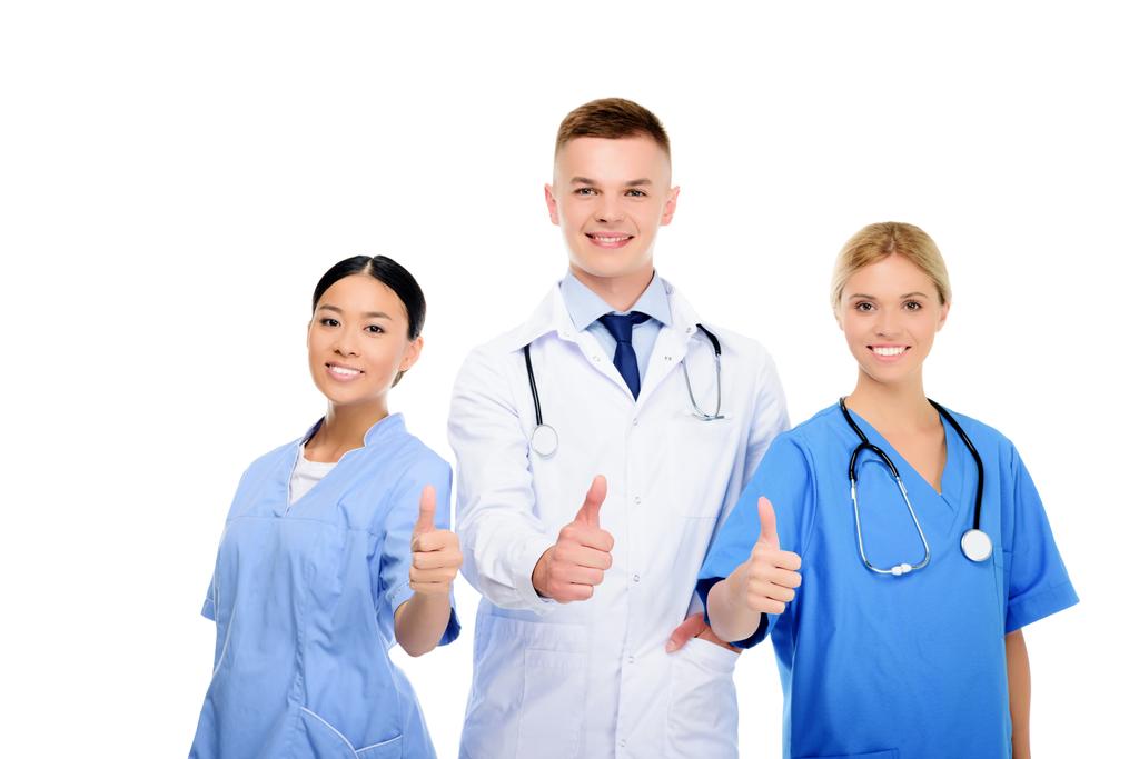 cirurgiões e médico com os polegares para cima
 - Foto, Imagem