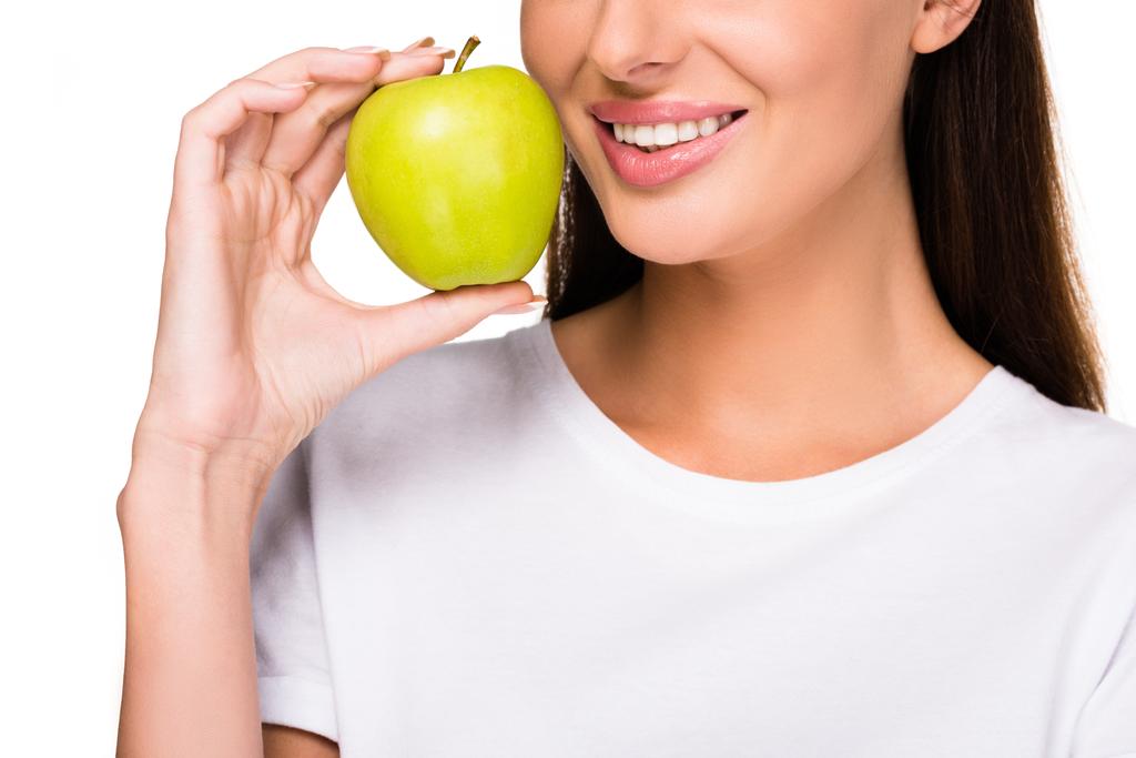 woman with fresh apple - Photo, Image