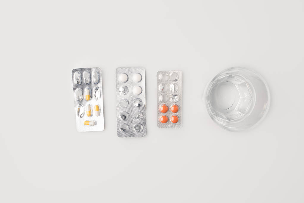 blister packs with pills and  water  - Photo, Image