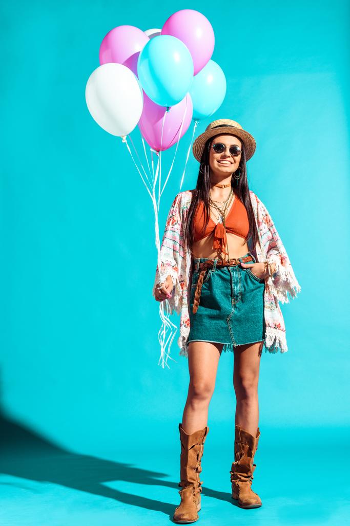 Czeski kobietę kolorowe balony  - Zdjęcie, obraz