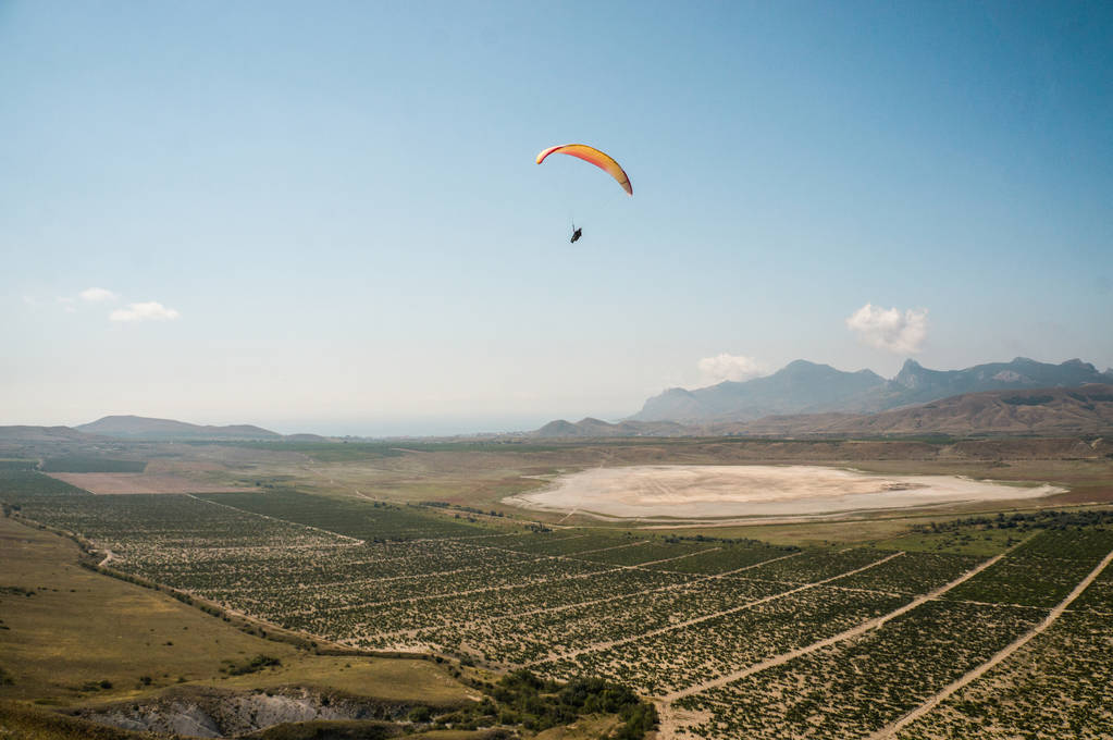 person flying on paraglider - Photo, Image