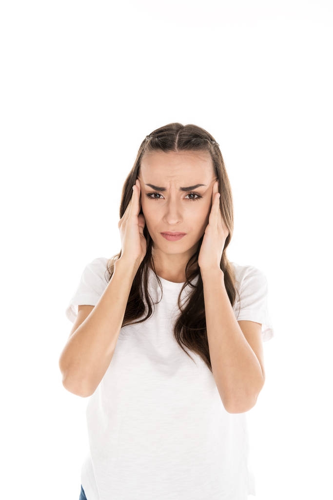 頭痛を持つ女性 - 写真・画像