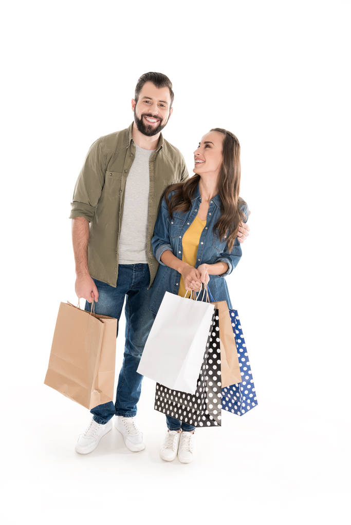 couple with shopping bags - Photo, Image
