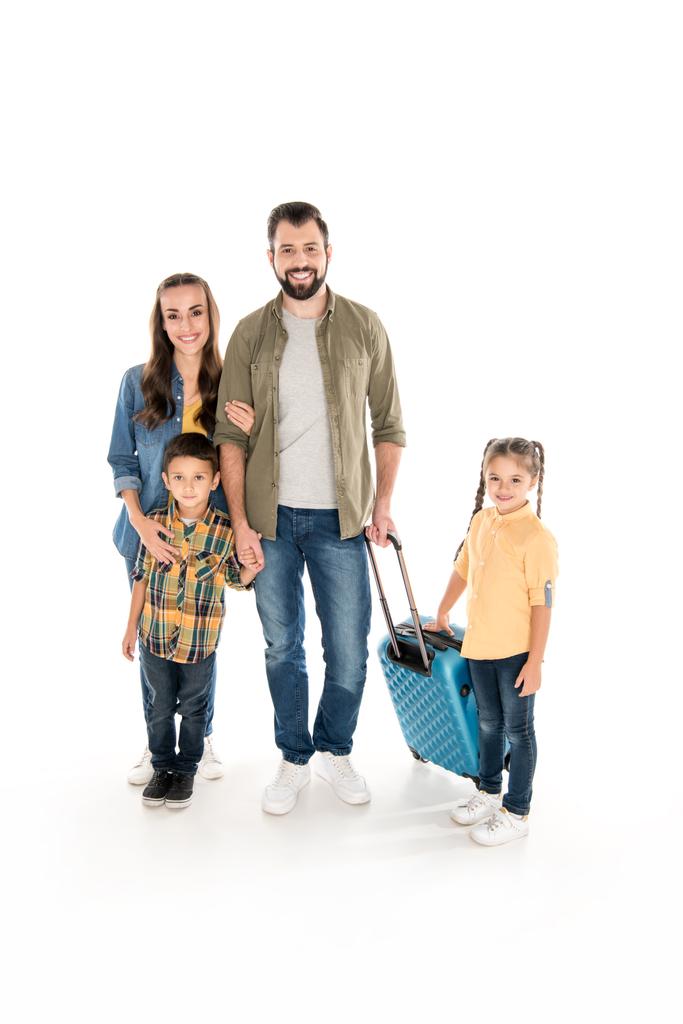 Glückliche Familie mit Koffer   - Foto, Bild