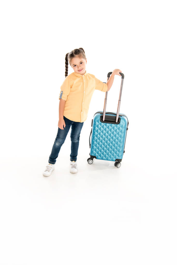enfant avec valise prête pour le voyage
 - Photo, image
