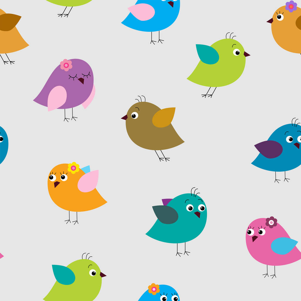 Roztomilý vzor bezešvé s různými barevné ptáky - Vektor, obrázek