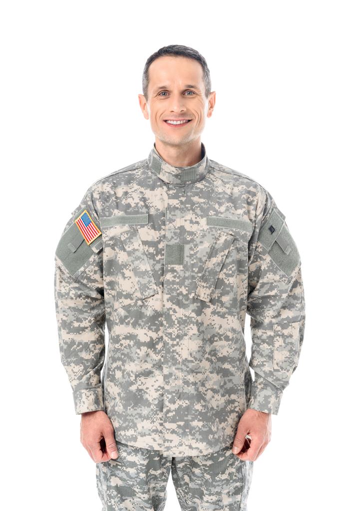 στρατιωτικός άνδρας με στολή παραλλαγής ΗΠΑ - Φωτογραφία, εικόνα