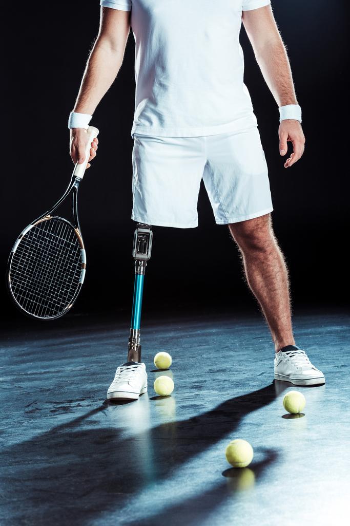 paralympic tennis player with racket - Photo, Image