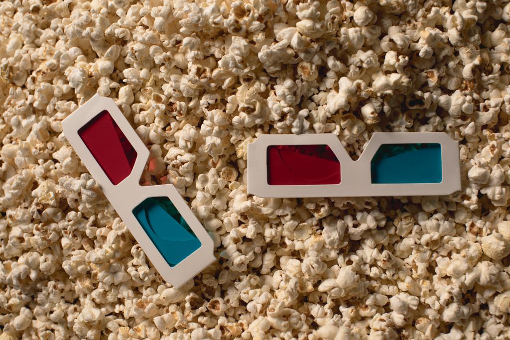 popcorn z okularami 3d - Zdjęcie, obraz