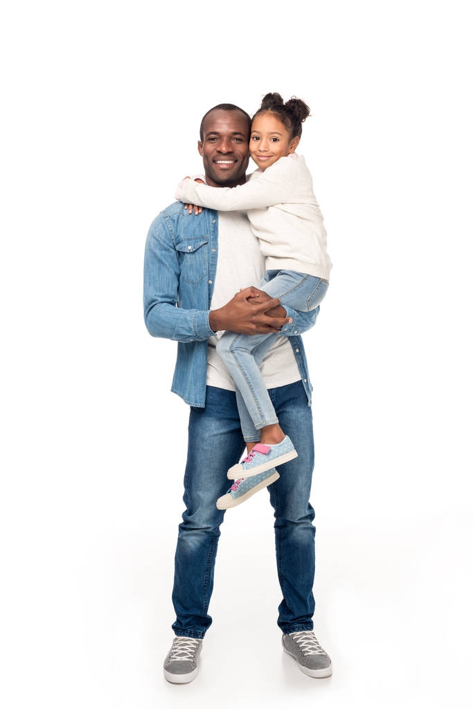 щасливий афроамериканський батько і дочка
 - Фото, зображення