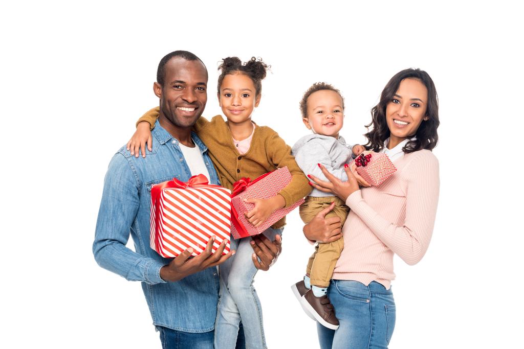 happy african american family with gifts - Photo, Image