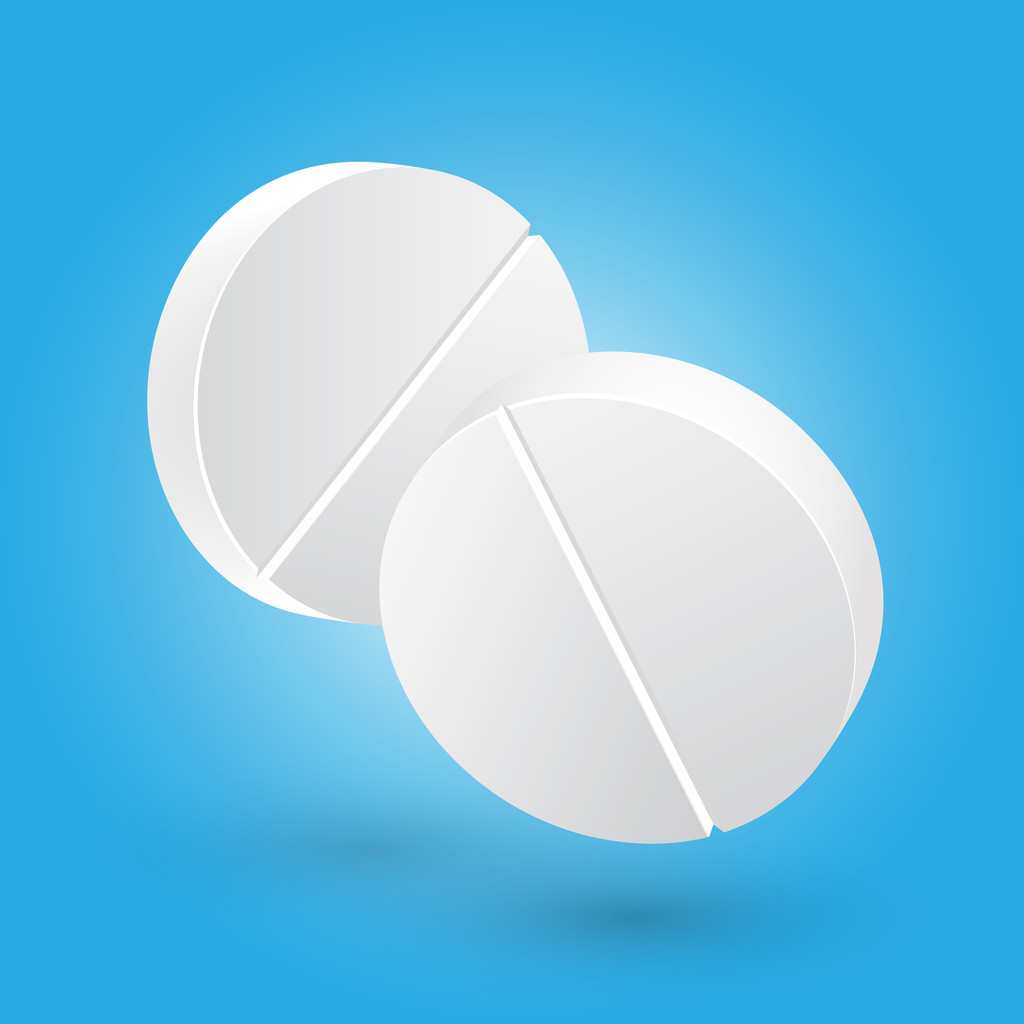 Medikament: zwei weiße Tabletten. Vektorillustration - Vektor, Bild