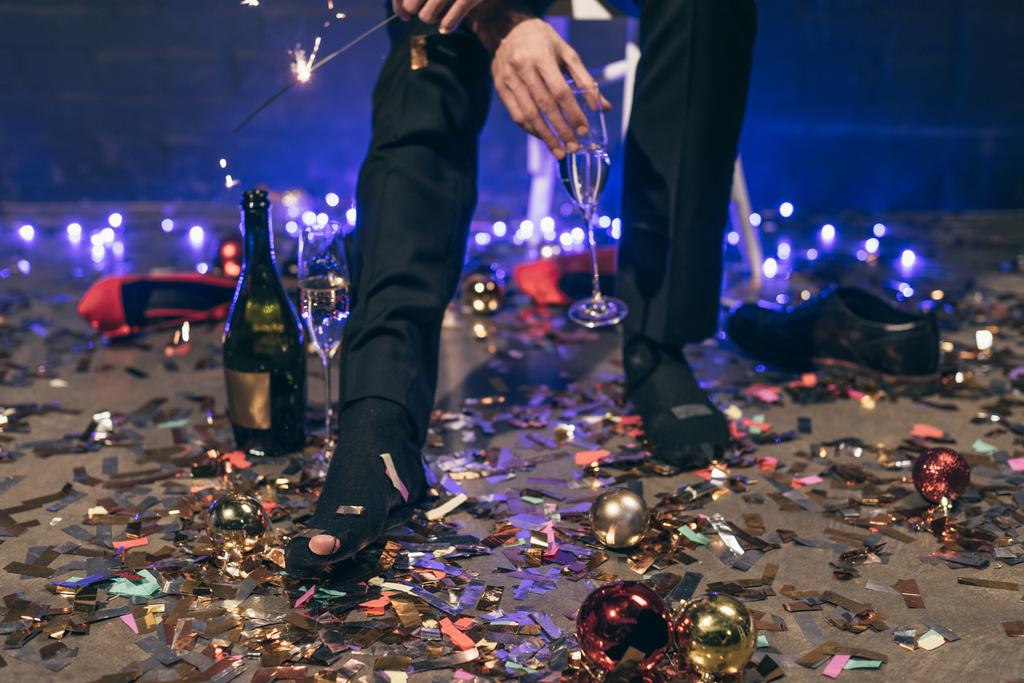 man with ripped sock at christmas party - Photo, Image