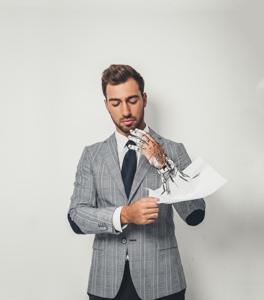 бизнесмен рисует себя карандашом
 - Фото, изображение