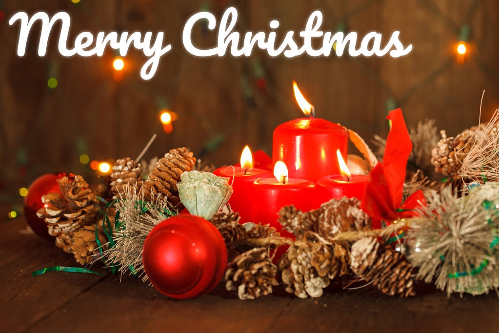 Bodegón de Navidad con velas. tarjeta de felicitación
 - Foto, imagen