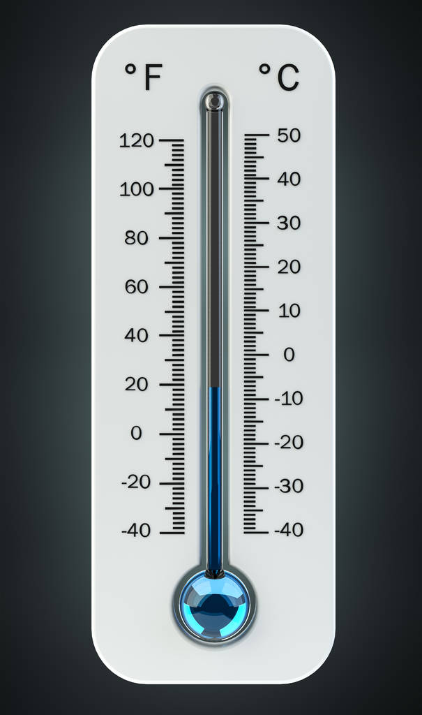 3D tehdä kylmä valkoinen lämpömittari osoittaa alhainen lämpötila
 - Valokuva, kuva