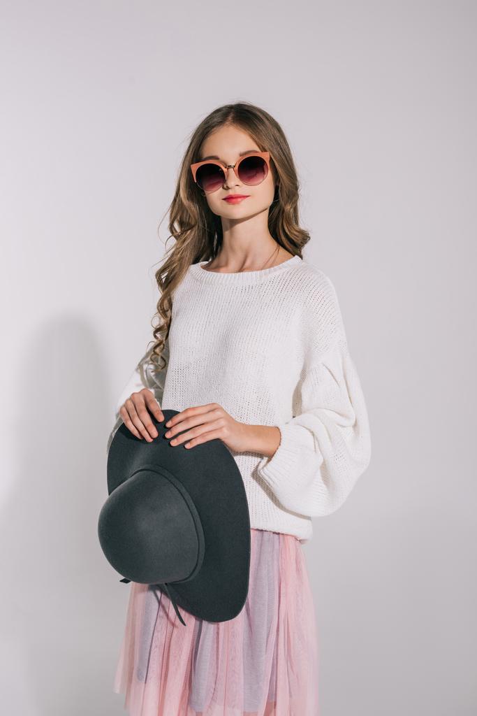 girl in sunglasses with hat - Photo, Image
