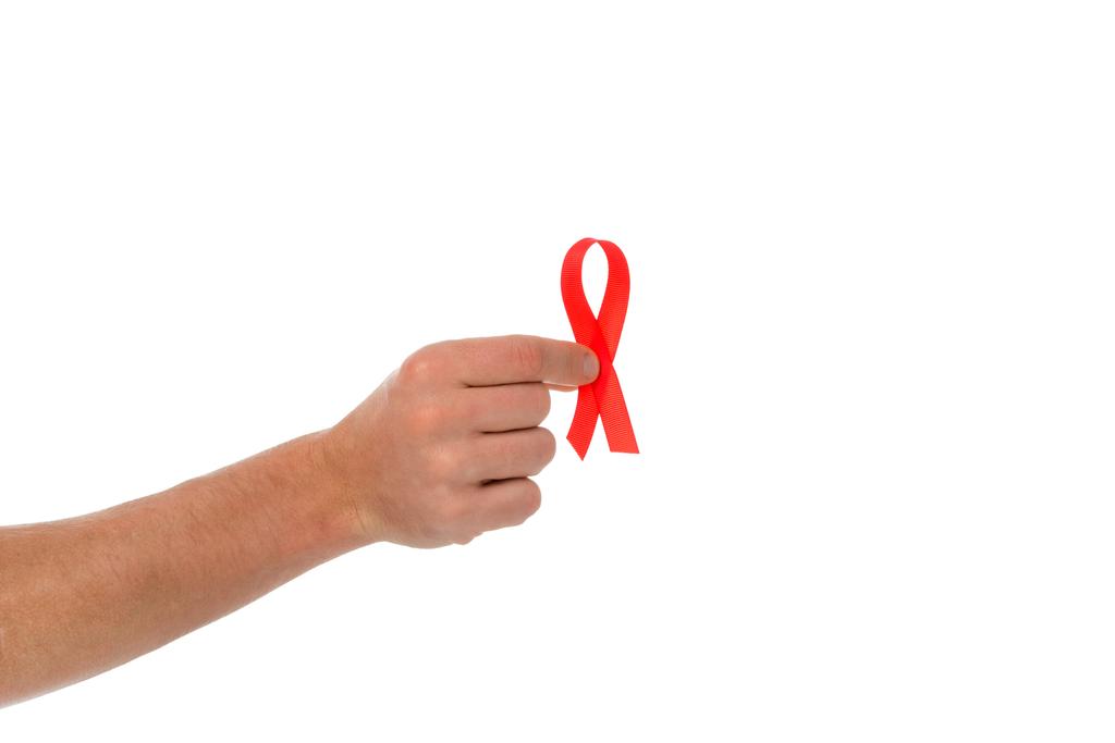 man holding aids ribbon - Photo, Image