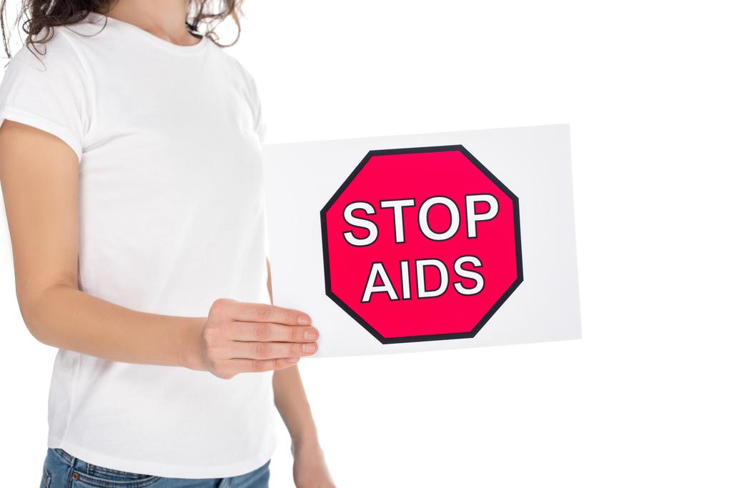 žena s transparentem stop aids - Fotografie, Obrázek