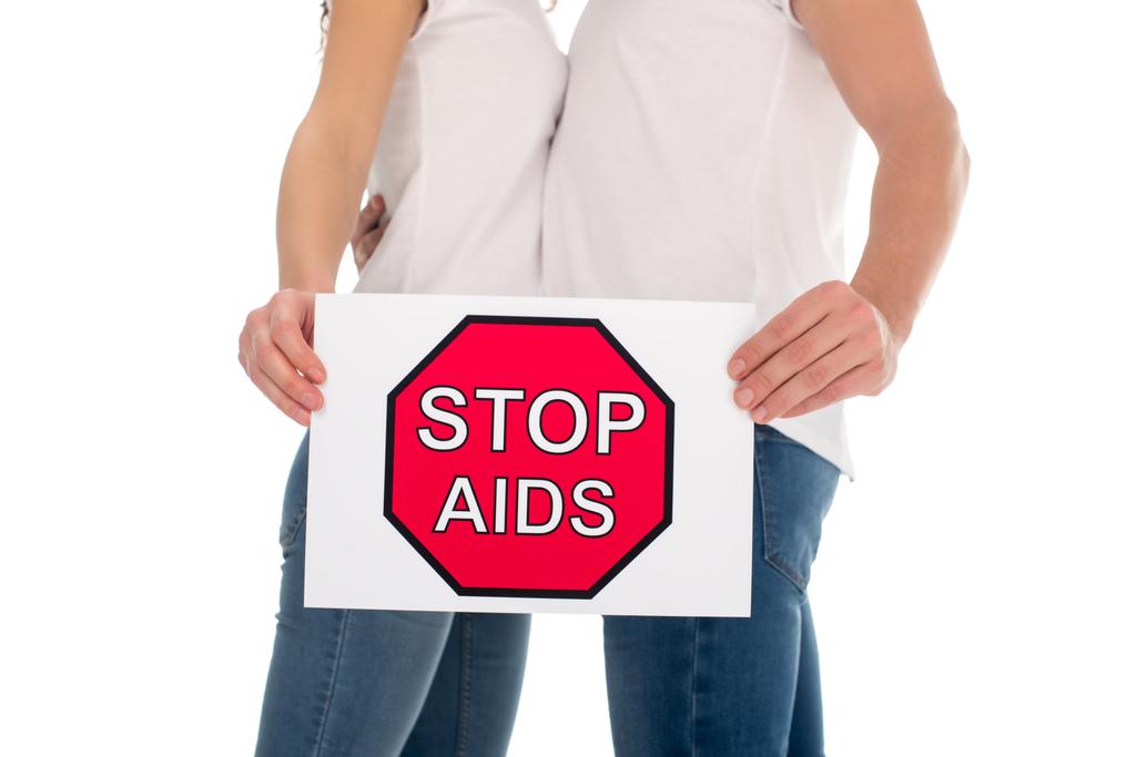couple avec bannière stop aids
 - Photo, image