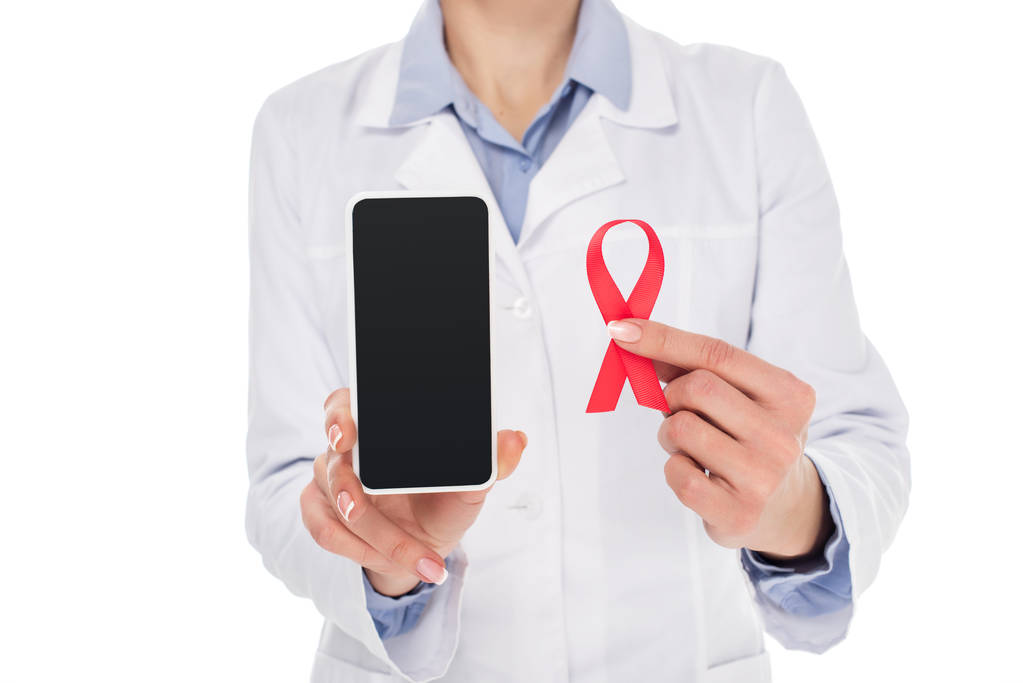 Doktor s mašlí smartphone a aids - Fotografie, Obrázek