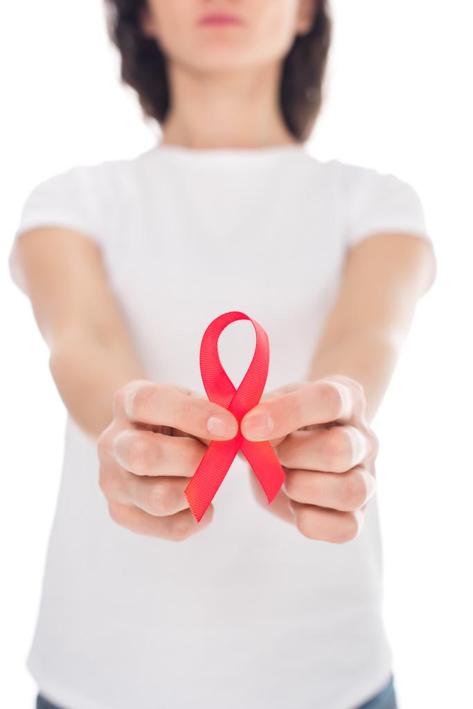 woman with aids ribbon - Photo, Image