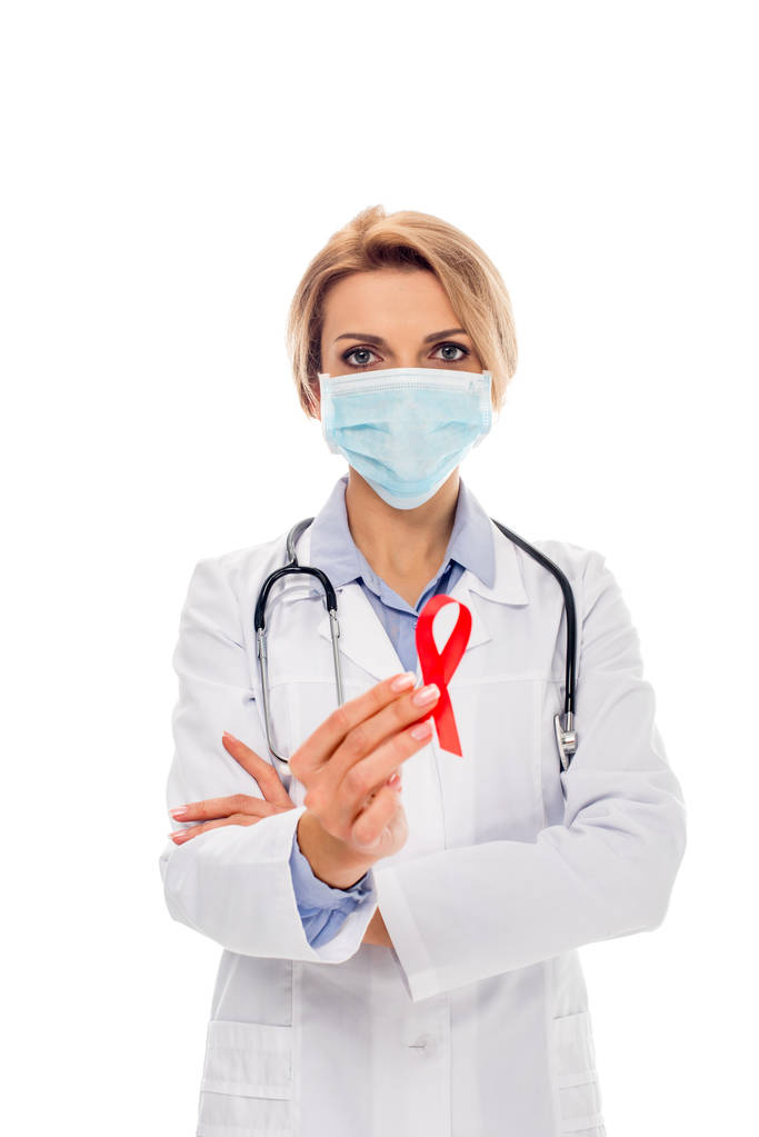 Γιατρός με κορδέλα του Aids - Φωτογραφία, εικόνα
