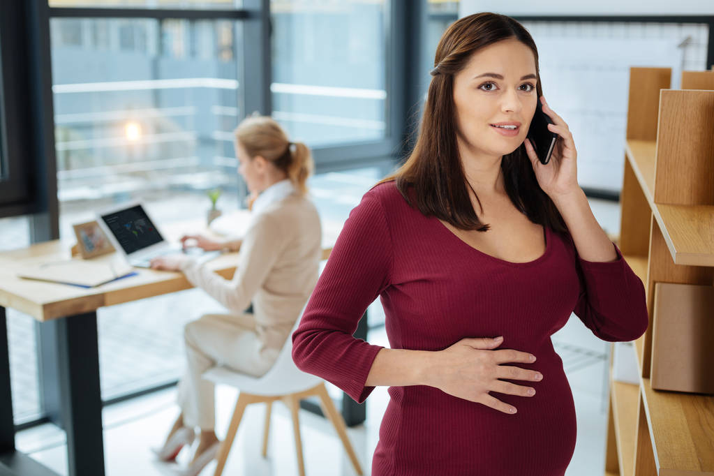 Pregnant woman talking in the office - Photo, Image