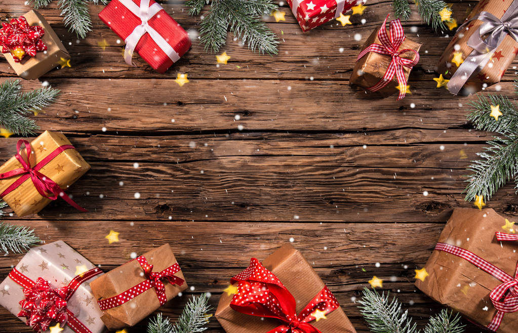 vánoční dekorace na dřevěném pozadí - Fotografie, Obrázek