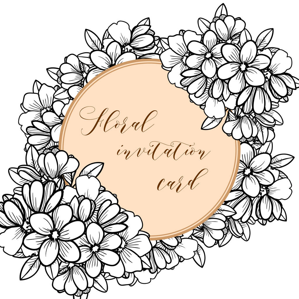 Blumengeschmückte Einladungskarte - Vektor, Bild