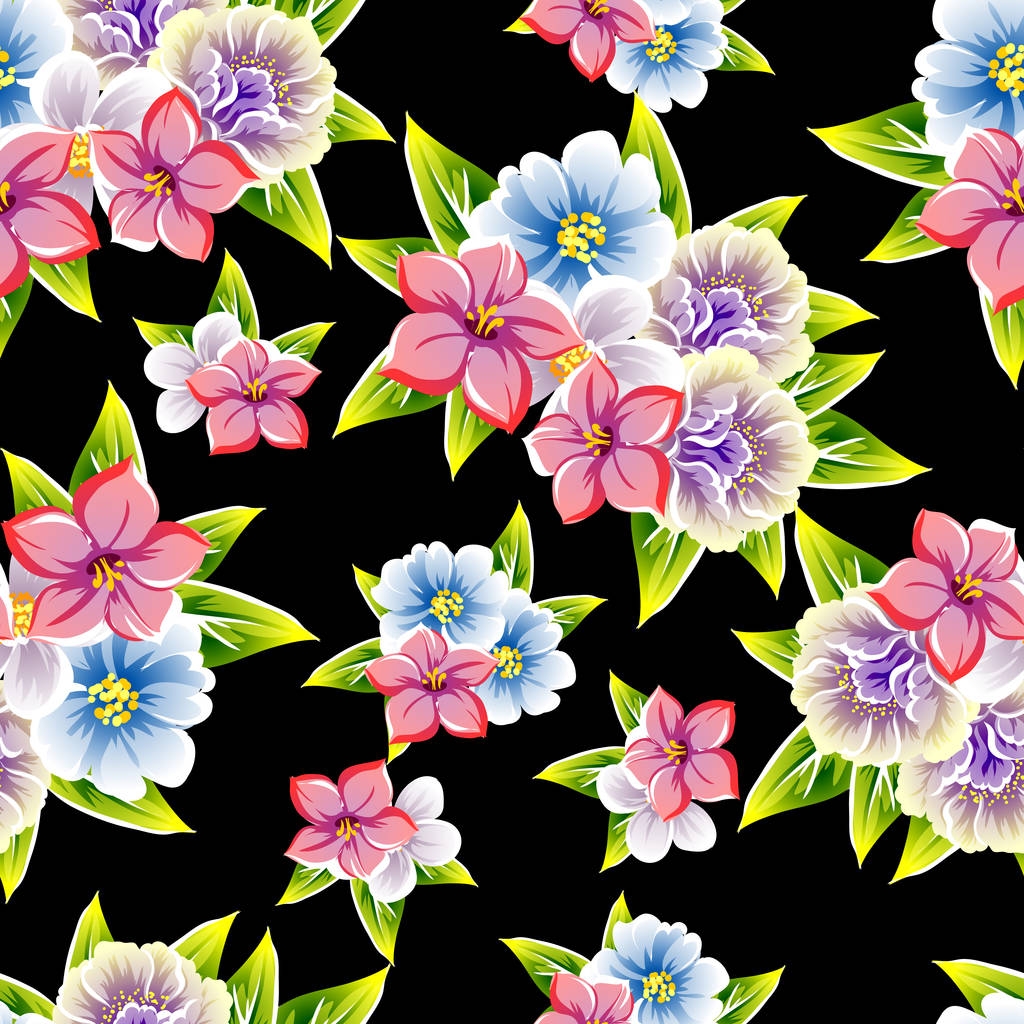 Płynny wzór kwiatowy - Wektor, obraz