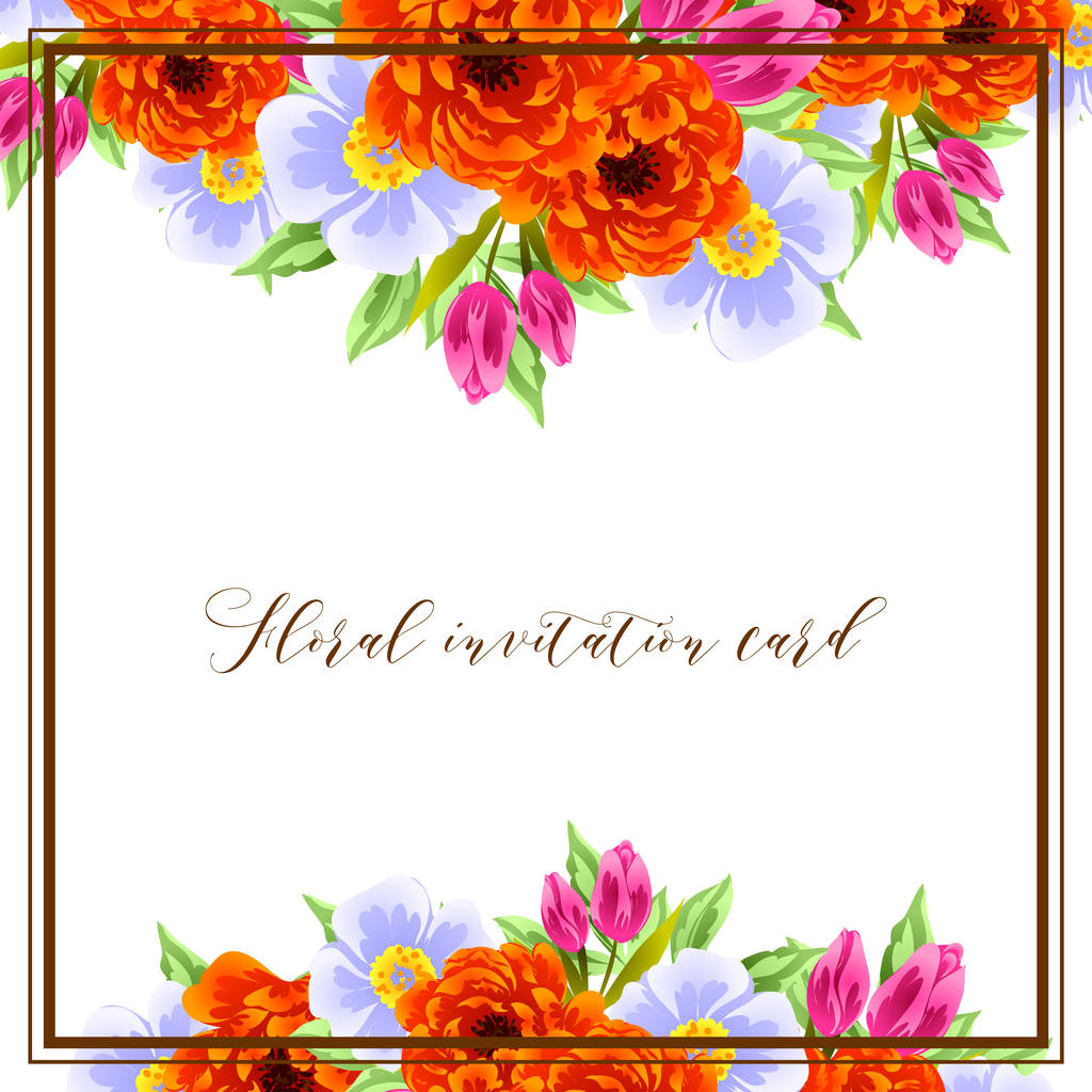 Vintage style ornate flower card. Floral elements in color - Vector, Image