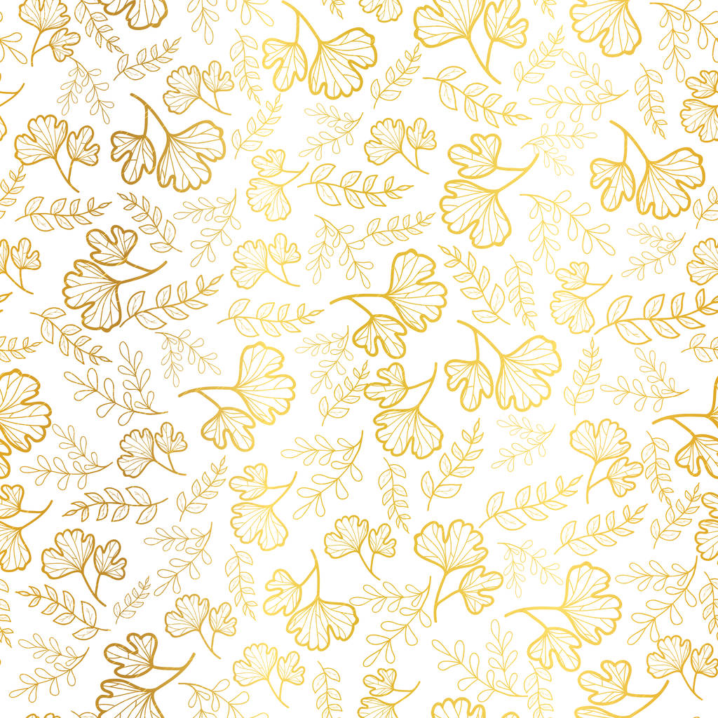 Vector golden leaves texture seamless repeat pattern background. Great for fall fabric, wallpaper, giftwrap, scrapbooking projects. - Vector, Image