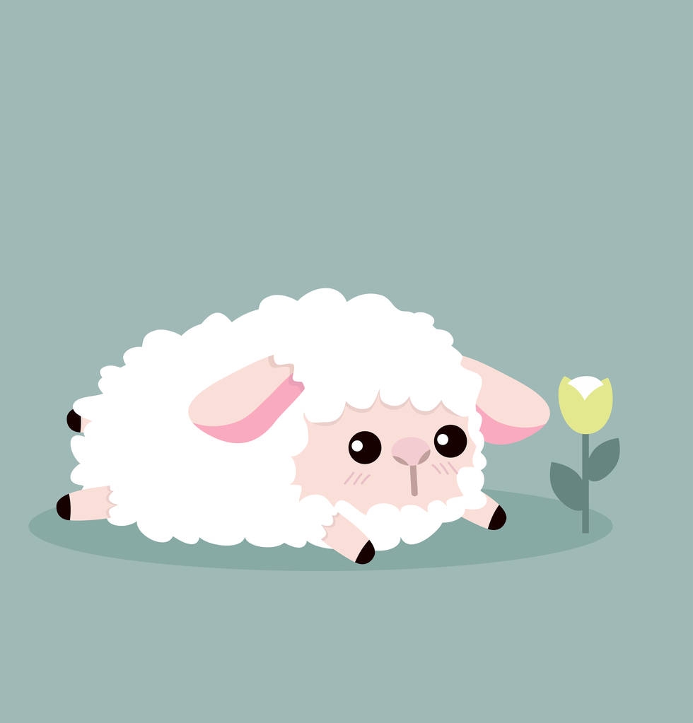  roztomilý ovce a květi - Vektor, obrázek