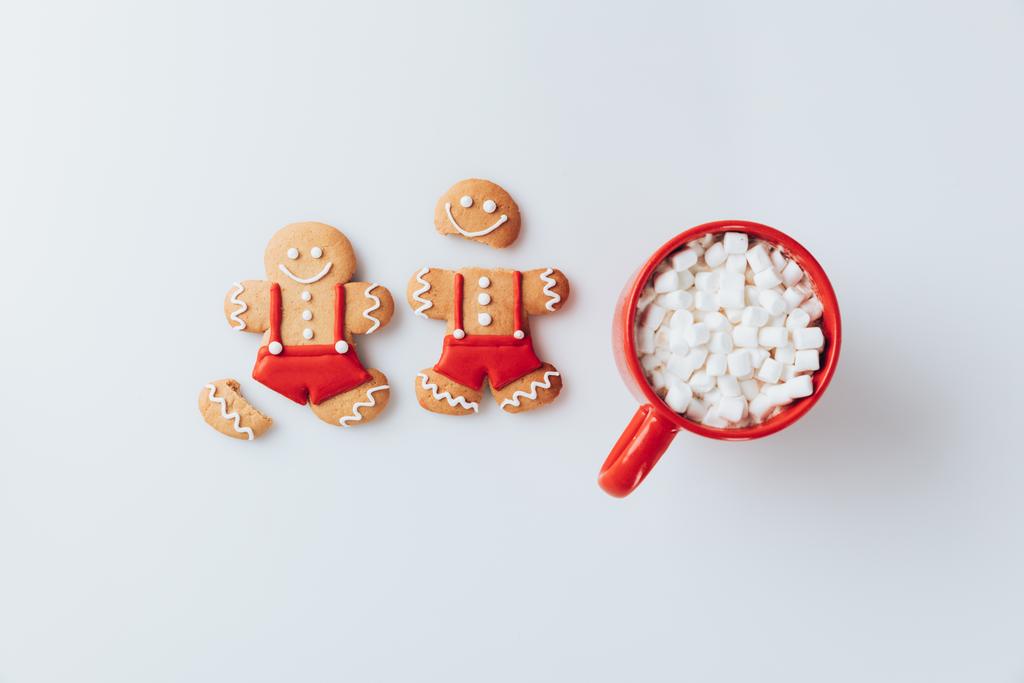 Gingerbread men and cacao with marshmallows - Photo, Image